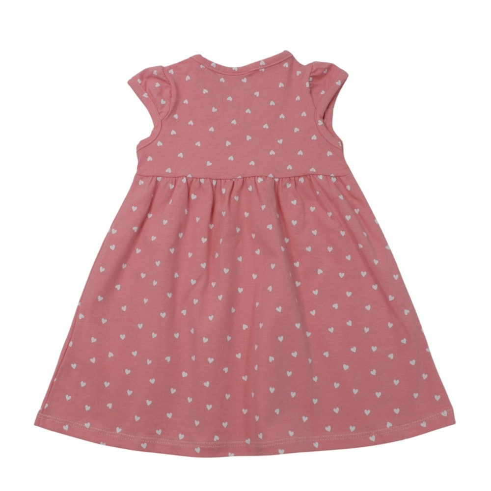 Vestido Manga Curta Estampado Corações 27045 - Rollu