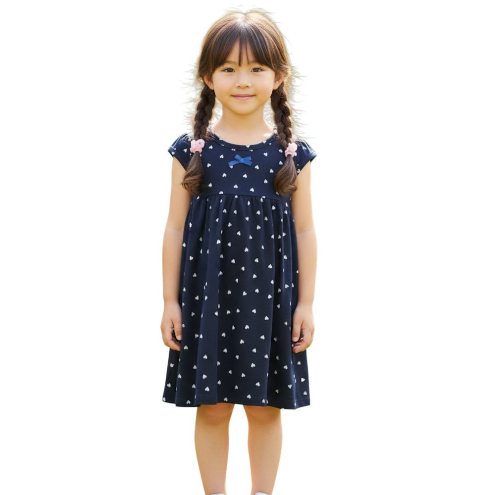 Vestido Manga Curta Estampado Corações 27045 - Rollu