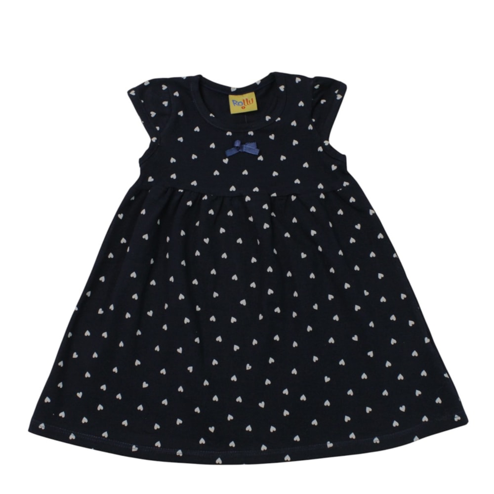 Vestido Manga Curta Estampado Corações 27045 - Rollu