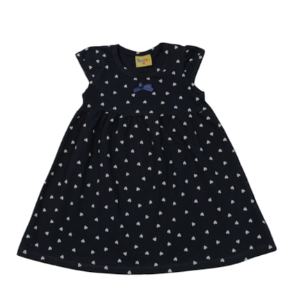 Vestido Manga Curta Estampado Corações 27045 - Rollu