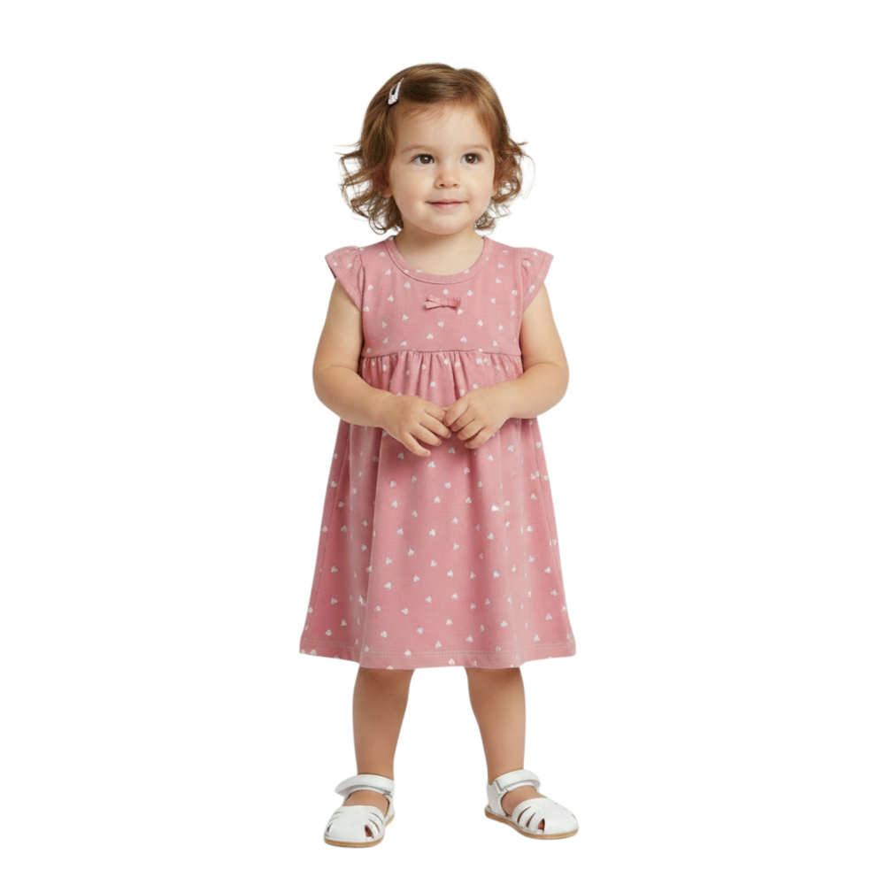 Vestido Manga Curta Estampado Corações 27045 - Rollu