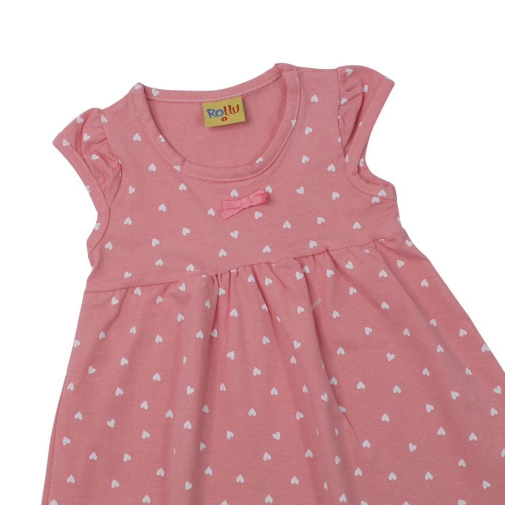 Vestido Manga Curta Estampado Corações 27045 - Rollu