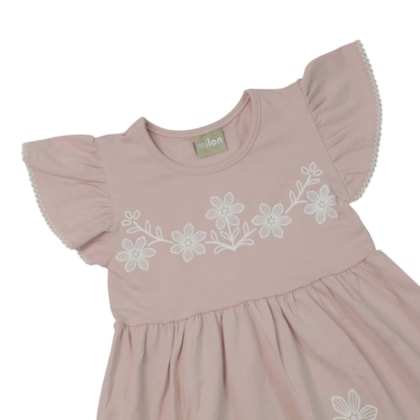 Vestido Manga Curta Estampado Flores 2001898 - Milon