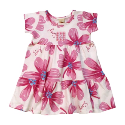 Vestido Manga Curta Estampado Flores 9255 - Livy