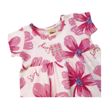 Vestido Manga Curta Estampado Flores 9255 - Livy