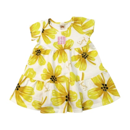Vestido Manga Curta Estampado Flores 9255 - Livy