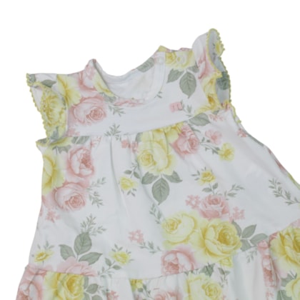 Vestido Manga Curta Estampado Rosas e Calcinha 2 Peças 2001832 - Milon