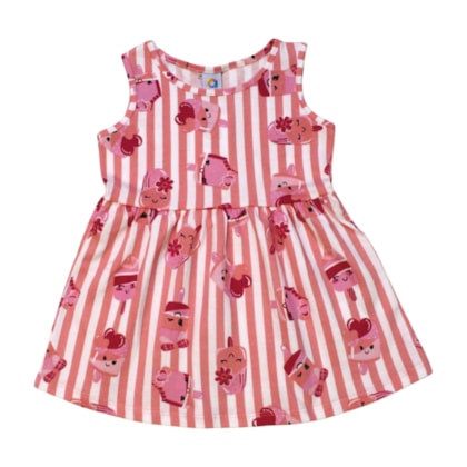 Vestido Manga Curta Estampado Sorvete 70355 - Alenice 