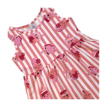 Vestido Manga Curta Estampado Sorvete 70355 - Alenice 