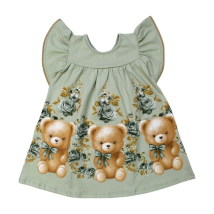 Vestido Manga Curta Estampado Ursinho 2001001 - Milon  