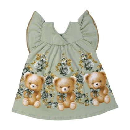 Vestido Manga Curta Estampado Ursinho 2001001 - Milon  