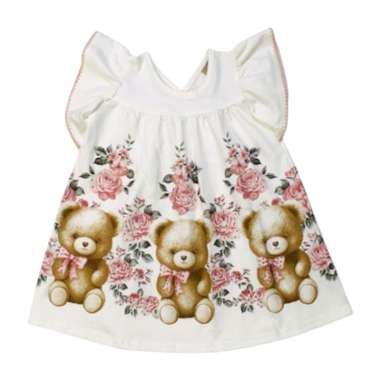 Vestido Manga Curta Estampado Ursinho 2001001 - Milon  