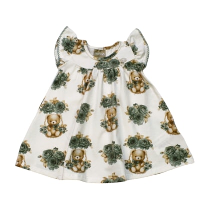 Vestido Manga Curta Estampado Urso 2000997 - Milon 