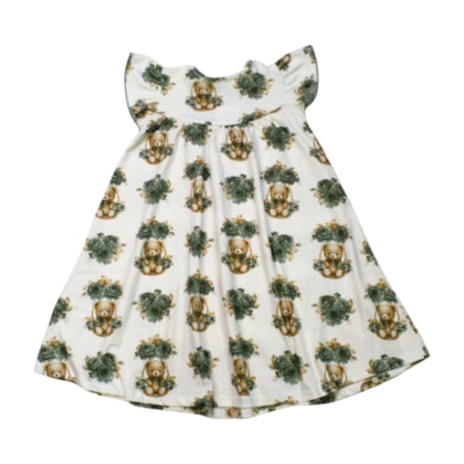 Vestido Manga Curta Estampado Urso 2000997 - Milon 