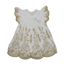 Vestido Manga Curta Lese Flores com Colan Embutido 2001833 - Milon