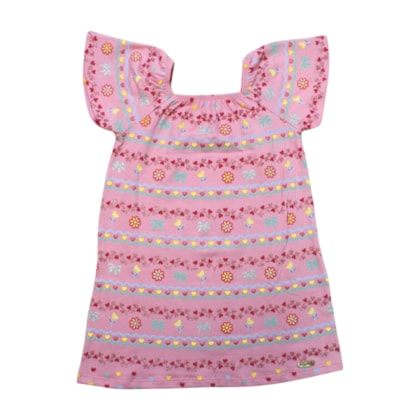 Vestido Manga Curta Reto Estampado Flores 52043 - Kely kety 