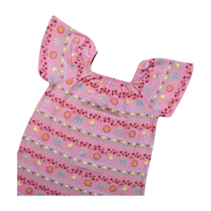 Vestido Manga Curta Reto Estampado Flores 52043 - Kely kety 