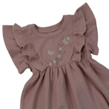 Vestido Manga Curta Trabalhado Flores - 37414 - Angerô