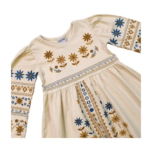 Vestido Manga Longa com Estampa e Strass 6000392 - Nanai