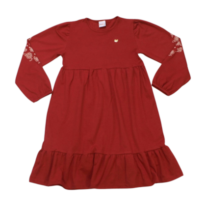 Vestido Manga Longa Detalhes Flores nas Mangas 11693 - Kaiani