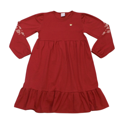 Vestido Manga Longa Detalhes Flores nas Mangas 11693 - Kaiani