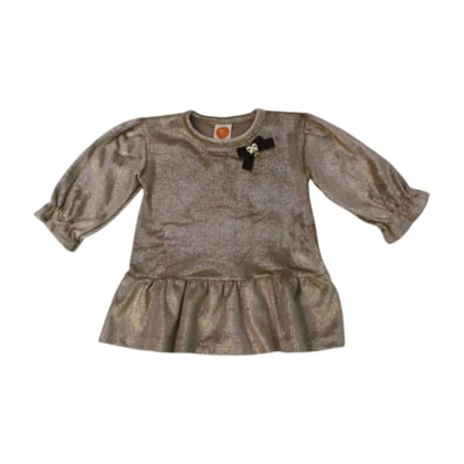 Vestido Manga Longa em Plush com Glitter 9748 - Time kids