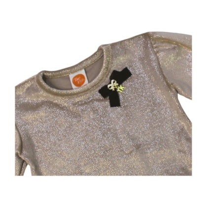Vestido Manga Longa em Plush com Glitter 9748 - Time kids