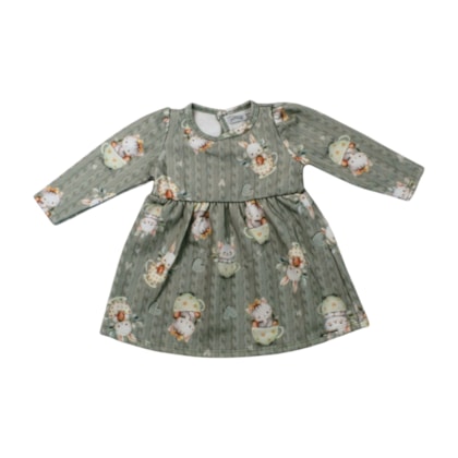 Vestido Manga Longa Estampa Coelhos A8102 - Alakazoo