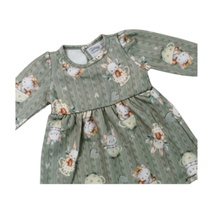 Vestido Manga Longa Estampa Coelhos A8102 - Alakazoo