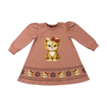 Vestido Manga Longa Estampa Onça 1001503 - Kyly
