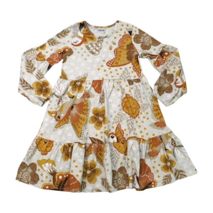 Vestido Manga Longa Estampa Passáros 6000211 - Nanai