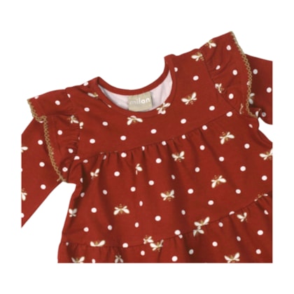 Vestido Manga Longa Estampado Borboletas  2001466 - Milon