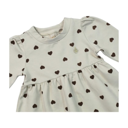 Vestido Manga Longa Estampado Corações 21676 - Glinny