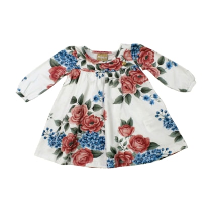 Vestido Manga Longa Estampado Flores 2001463- Milon