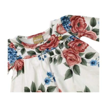 Vestido Manga Longa Estampado Flores 2001463- Milon