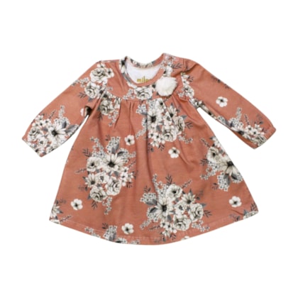 Vestido Manga Longa Estampado Flores com Colan 2000839 - Milon