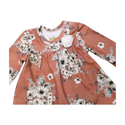 Vestido Manga Longa Estampado Flores com Colan 2000839 - Milon