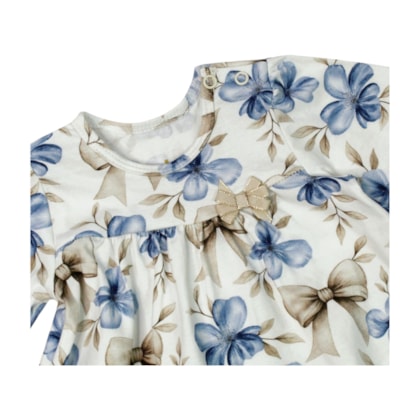 Vestido Manga Longa Estampado Laço com Calcinha 2 Peças  2001411- Milon