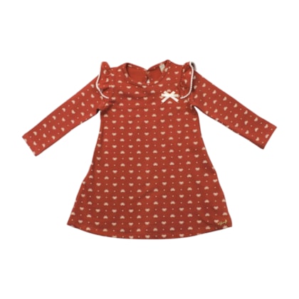 Vestido Manga Longa Estampado Laços 20333 - Glinny