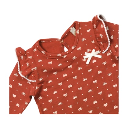 Vestido Manga Longa Estampado Laços 20333 - Glinny