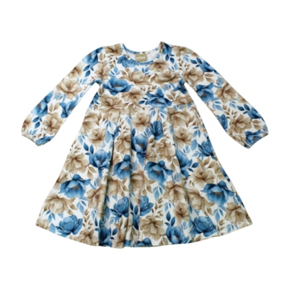 Vestido Manga Longa Estampado Rosas 2001552 - Milon