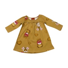 Vestido Manga Longa Estampado Ursos 1000730 - Kyly