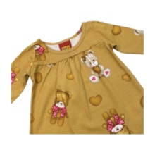 Vestido Manga Longa Estampado Ursos 1000730 - Kyly