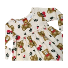 Vestido Manga Longa Estampado Ursos 1001525 - Kyly