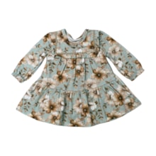 Vestido Manga Longa Flores Babado com Colan  2001413- Milon