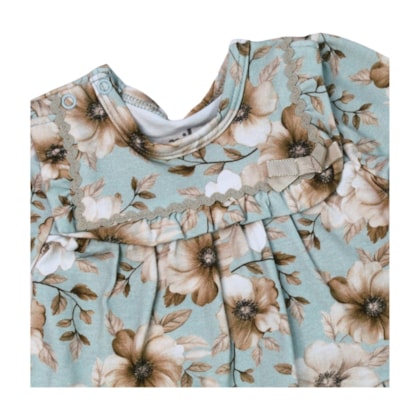 Vestido Manga Longa Flores Babado com Colan  2001413- Milon