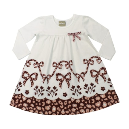 Vestido Manga Longa Laço e Strass 2001464 - Milon