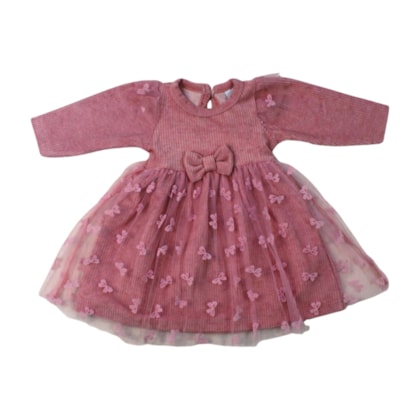 Vestido Manga Longa Tule Laços 34053 - Iaze