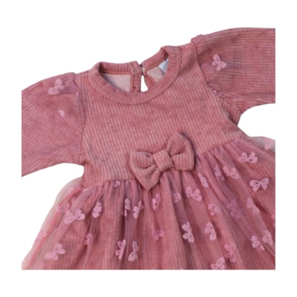 Vestido Manga Longa Tule Laços 34053 - Iaze