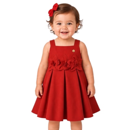 Vestido Tecido Aplique Flores 2002536 -  Milon